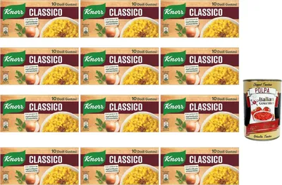 Produktbild von Italian Gourmet – Klassische Brühwürfel 12×100 g | Aromatische Gemüse-Würzbasis für Suppen, Brühen, Risotto, Pasta, Saucen & Eintöpfe | Schnell löslich Vorratspack + Italian Gourmet Polpa