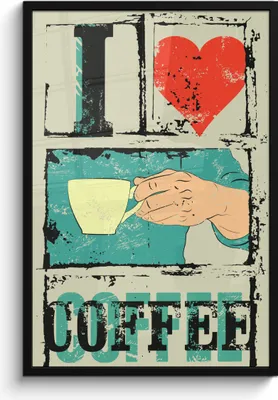 Produktbild von MuchoWow® MuchoWow® Gerahmtes Poster Kaffee - Sprichwörter - Vintage - Zitate - Ich liebe Kaffee 60x90 cm - Poster mit zchwarzem Bilderrahmen - Kunst