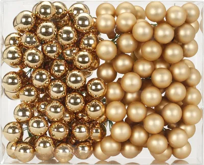 Produktbild von Spiegelbeeren Glas 2cm, 144 Stück, Farbe:Brokat Gold glanz matt