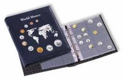 Image de Album à pièces OPTIMA ; World Money, avec 5 pochettes à pièces OPTIMA différentes, bleu