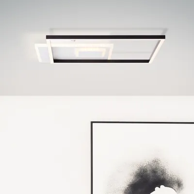 Produktbild von BRILLIANT LED Deckenleuchte IORGO | Deckenlampe mit 3-Step-Dimmer über Wandschalter | 40W 4300 Lumen 3000K | Metall/Kunststoff | schwarz/weiß