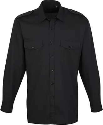 Image de Premier Workwear , Chemise Pilot à manches longues , Noir , 43 (17)