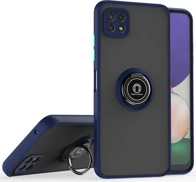 Produktbild von Samsung A22 5G Hülle, Ring Halter Ständer Matte Transluzent TPU Rahmen Stoßfest Schutzhülle für Samsung Galaxy A22 5G Blau