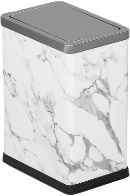Image de Poubelles pratiques en marbre blanc pour le salon, la chambre, la salle de bains et le bureau, d'une capacité de 2,6 litres.