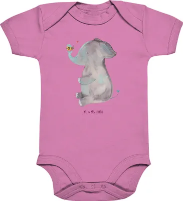 Produktbild von Mr. & Mrs. Panda overall baby Elefant Biene 12. - 18. Monat - Bubble Gum Pink - Geschenk, Lustige Sprüche, Liebe, Strampler, babykleidung body, Liebesspruch, Babybody
