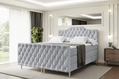 Produktbild von ALTDECOR Boxspringbett mit Holz Füßen, Matratze und Lattenrost, Topper, Fußteil, Polsterbett mit Bettkasten, Bett mit Stauraum H3- und H4- Matratze -VILA-1-FD-Z KING-200x200 - Grau Monolith