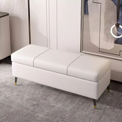 Zdjęcie produktu dla Ławka z pojemnikiem 110 cm, kolor biały. Ławka z miejscem do przechowywania, idealna do przedpokoju, sypialni lub salonu