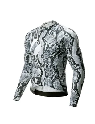 Produktbild von VeloNuts Fahrradtrikot Herren Langarm Sommer Atmungsaktiv Schnelltrocknend Radtrikot Leicht Cycling Jersey für Rennrad und MTB, Weiß EU Größe S