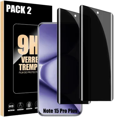 Image de 2 Verre Trempé Anti-espion pour Xiaomi Redmi Note 15 Pro Plus 5G, Protection Installation Facile
