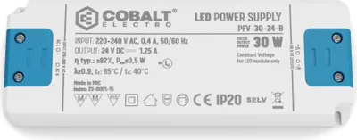 Produktbild von PFV Konstantspannungs-LED-Netzteil 30W, 24V | IP20 Schutzart | Kompakt, Effizient & Sicher, Trafo für LED-Beleuchtung