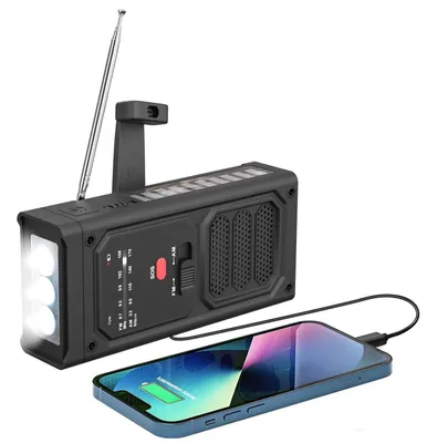 Productafbeelding van Noodradio met AM/FM-ontvangst, SOS-alarm, LED-zaklamp, 2000 mAh Powerbank