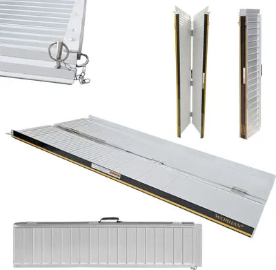 Zdjęcie produktu dla WORHAN® Rampa dla wózków inwalidzkich składana 272kg składana rampa dla wózków inwalidzkich ruchoma aluminiowa 153cm 1R5