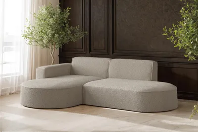Obrázek produktu pro Rohová pohovka, designová pohovka ve tvaru L Modena látka Quelle Tmavě béžová Vlevo