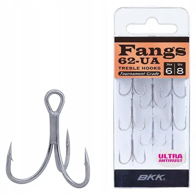 Zdjęcie produktu dla BKK FANGS-62 UA – haczyki potrójne, rozmiar/zawartość opakowania: rozmiar 8 / 8 sztuk