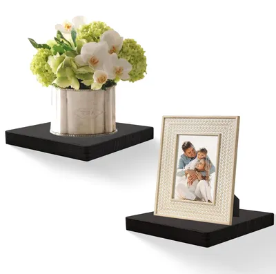 Productafbeelding van Omgoods - Wandplank Set van 2 Wandplanken van Massief Hout 20.3 cm