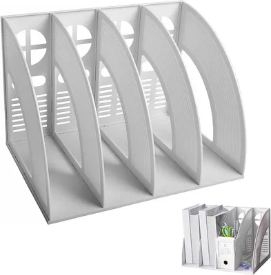 Imagen del producto de Organizador de escritorio de plástico, con 4 compartimentos, formato A4, para la organización de la oficina