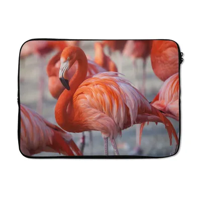 Produktbild von MuchoWow® Laptop Hülle 13 Zoll Flamingo - Vogel - Tiere - Rosa Laptoptasche - Laptophülle - Sleeve - Rundumschutz