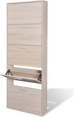 Produktbild von The Living Store Schuhschrank mit 5 Schuhkippern Holz Eichen-Optik
