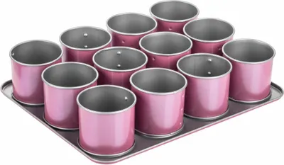 Produktbild von Zenker creative studio 12er Mini-Törtchen-Backblech, Cupcake Backform, Minikuchenform mit Antihaftbeschichtung, Kuchenform für kleine Kuchen, kreatives Backen (Farbe: rosa, silber)