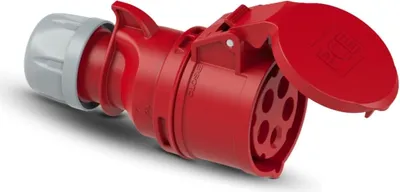Produktbild von PCE 225-6 CEE Kupplungssteckdose 32A 5-polig 6h IP44/IP54 SHARK I CEE Kupplung Gerade 400V I PA6 IK10 I Schraubklemmen 2,5–6 mm² I Spritzwassergeschützt I Baustelle Industrie