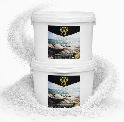 Produktbild von HAF – Totes Meer Badesalz (2 x 5 kg Eimer) – Naturreines Meersalz aus Jordanien. Für trockene Haut & Gesicht | Für guten Schlaf & zur Körperpflege