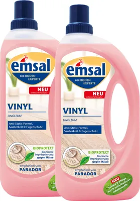 Produktbild von emsal Bodenreiniger für Vinyl Linoleum 1L mit Anti-Static-Formel (2er Pack)