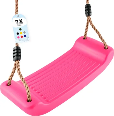 Produktbild von GO!elements Schaukel Garten - Kinderschaukel Outdoor Indoor - Schaukelsitz Schaukelbrett Brettschaukel für Kinder zum Schaukeln - Höhenverstellbar - rutschfest - Farbe: Pink