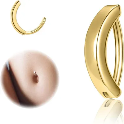 Zdjęcie produktu dla Piercing do pępka, model "clicker", 14G, srebro próby 925, zakrzywiony, wewnętrzna średnica 8 mm
