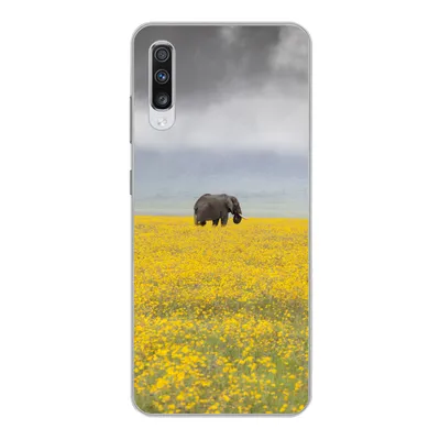 Produktbild von MuchoWow® Handyhülle Schutzhülle Hülle für Samsung Galaxy A70 Elefant - Blumen - Natur - Gelb - Tiere Silikon Softcase Handy Hülle - Schutzhaube