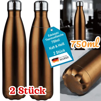 Produktbild von 2 Edelstahl Thermosflasche Set Trinkflasche Isolierflasche Wasserflasche Outdoor