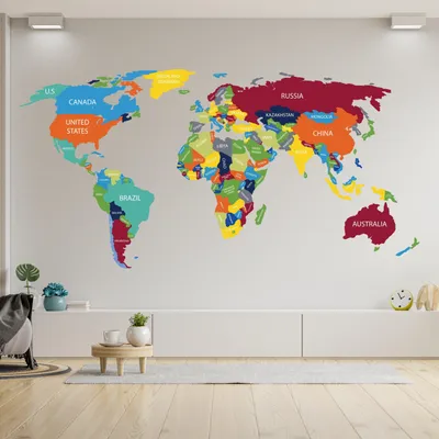 Produktbild von Decords Wandtattoo – große Weltkarte mit Ländernamen, 99 x 56 cm