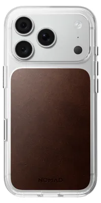 Immagine prodotto di Custodia in pelle trasparente Nomad per iPhone 18 Pro, colore marrone rustico
