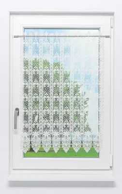 Produktbild von Scheibengardine Plauener Spitze - Blütenmedaillon (Bx H) 200cm * 90cm weiß