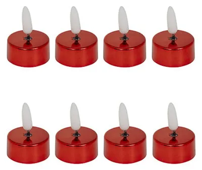 Imagen del producto de Velas LED - 8 unidades - rojas - brillantes - 5,5 cm - Velas LED - Velas artificiales
