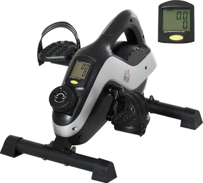 Image de Mini vélo d'appartement, entraîneur de pédalage, écran LCD, pour les bras et les jambes, noir et argent