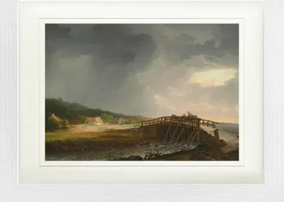 Produktbild von Johan Christian Dahl Gerahmtes Bild Mit Edlem Passepartout | Wand-Bilder | Im Bilderrahmen - Brückeœber TryggevÃ¦lde…, 1815 (30 x 40 cm)