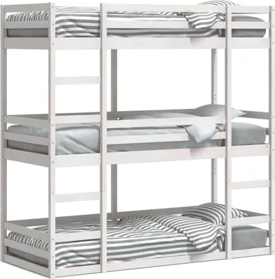 Obrázek produktu pro vidaXL Trojpatrová postel bílá 75x190 cm z masivního borovicového dřeva