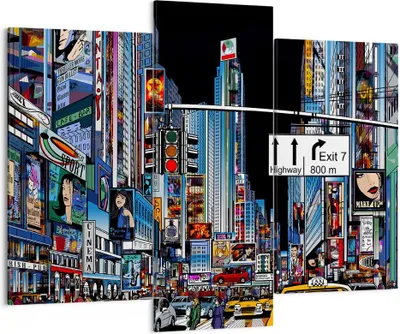 Produktbild von Bild auf Leinwand - Leinwandbild - Manhattan New York Straße - 130x100cm - Wand Bild - Wanddeko - Leinwanddruck - Bilder - Kunstdruck - Wanddekoration - Leinwand bilder - Wandkunst - CB130x100-2720