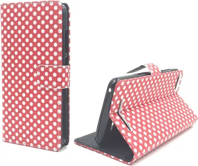 Productafbeelding van Telefoontasje voor de Wiko Lenny 3, met stippen, rood