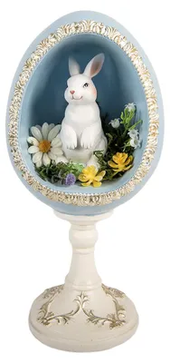 Zdjęcie produktu dla Clayre & Eef Figurka dekoracyjna jajko 13x12x28 cm biały plastik