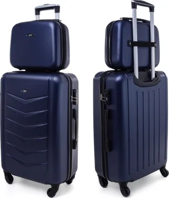 Produktbild von RGL 520 Kofferset ABS Hartschalen Koffer Abnehmbare Räder Trolley 2tlg Koffer XXL + Kosmetikkoffer Dunkel Blau