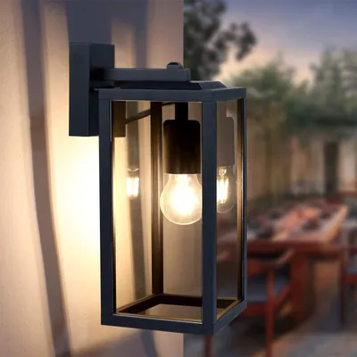 Außenwandlampe E27, Aluminium, IP44, matt schwarz, 60 W