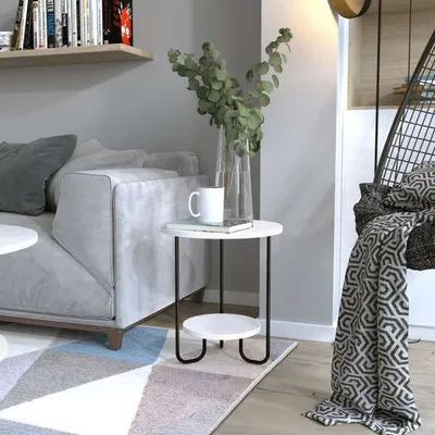 Obrázek produktu pro DECORTIE Corro Moderní boční stolek bílý víceúčelový, 80 x 80 x 45 cm