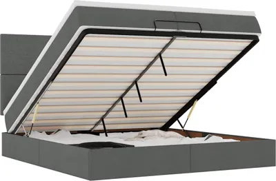 Image de vidaXL Lit ottoman avec matelas gris foncé 200x200 cm Tissu