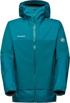 Türkisfarbene Mammut Ducan Guide HS Hooded Jacke mit Kapuze und durchgehendem Reißverschluss