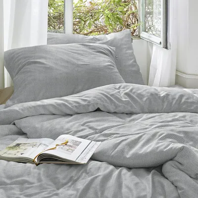 Produktbild von Irisette Seersucker Bettwäsche-Garnitur Easy 8514 Farbe silber Größe 135x200+80x80cm