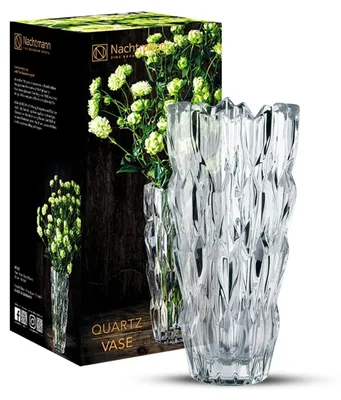 Kristallglas-Vase 26 cm, geometrisches Muster, transparent