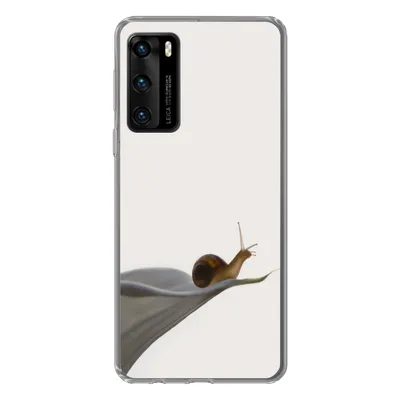 Produktbild von MuchoWow® Handyhülle Schutzhülle Hülle für Huawei P40 Schnecke - Lilie - Grau Silikon Softcase Handy Hülle - Handytasche