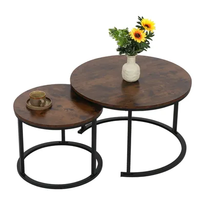 Produktbild von BIGTREE Couchtisch, 2er Set Couchtisch Rund Beistelltisch