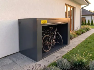 Produktbild von Fahrradgarage Metall Gartenbox Mülltonnenbox Aufbewahrung abschließbar Rolladen Geräteschuppen